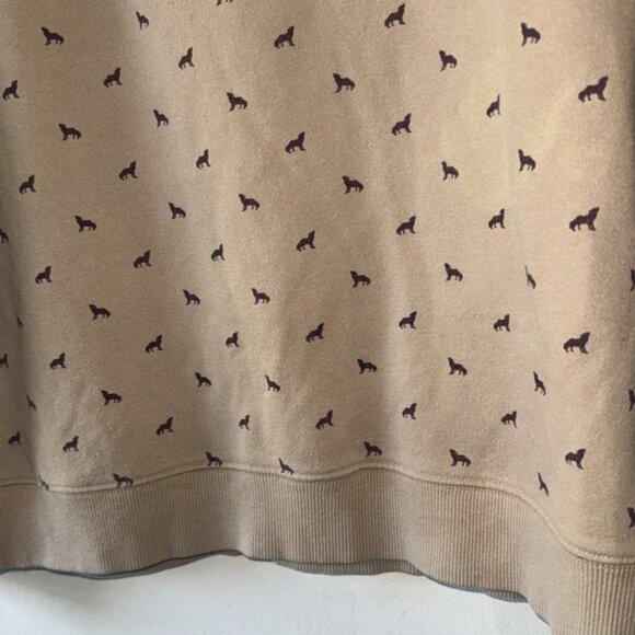 Mens Beige Crewneck Sweatshirt With Dog Print 100% Cotton Size 2XL - Picture 5 of 7